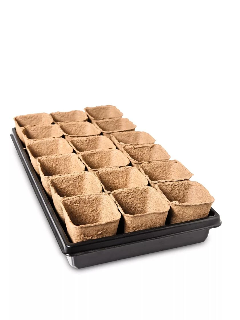 3-1/2” Square Biodegradable Pots & Tray Set 4 3-1/2” Square Biodegradable Pots & Tray Set - Image 2