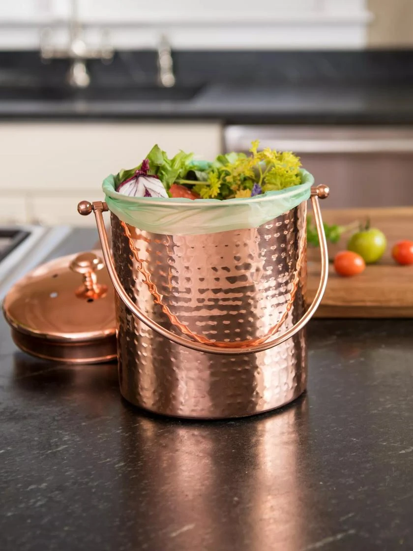 Hammered Copper Compost Pail 4 Hammered Copper Compost Pail - Image 2