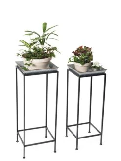 Square Nesting Plant Stands With Galvanized Trays, Set Of 2 -Deals Seed N Tools Store 8611976 7298 tif